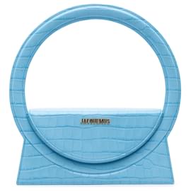 Jacquemus-Jacquemus Blue Embossed Calfskin Le Sac Rond Bag-Blue,Light blue