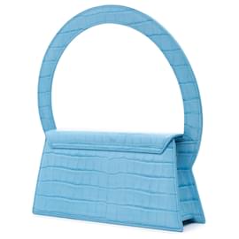 Jacquemus-Jacquemus Blue Embossed Calfskin Le Sac Rond Bag-Blue,Light blue