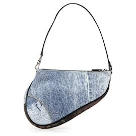 Dior-Dior Blue Mini Denim Saddle Pochette-Blue