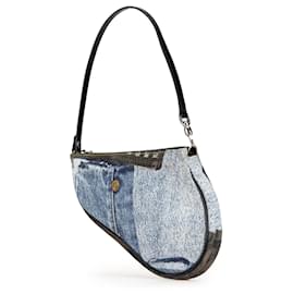 Dior-Dior Blue Mini Denim Saddle Pochette-Blue