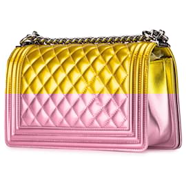 Chanel-Chanel Gold Medium Patent Boy Flap Bag-Golden