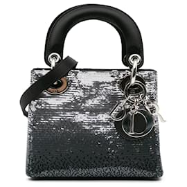 Dior-Dior Silver Mini Satin Sequin Gradient Lady Dior-Silvery