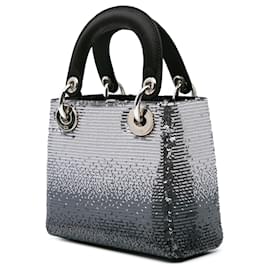 Dior-Dior Silver Mini Satin Sequin Gradient Lady Dior-Silvery