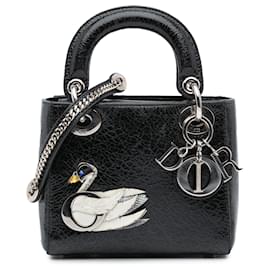 Dior-Dior Black Mini Ceramic Effect Deerskin Jeweled Swan Lady Dior-Black