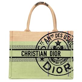 Dior-Dior Brown Medium Canvas Jute Book Tote-Brown,Beige