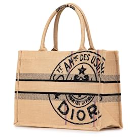 Dior-Dior Brown Medium Canvas Jute Book Tote-Brown,Beige