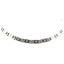 Louis Vuitton-Louis Vuitton Silver Stainless Steel Monogram Tied Up Necklace-Silvery