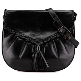 Yves Saint Laurent-Yves Saint Laurent Black Leather Shoulder Bag-Black