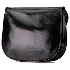 Yves Saint Laurent-Yves Saint Laurent Black Leather Shoulder Bag-Black
