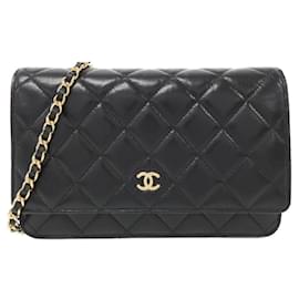 Chanel-Chanel Timeless Classic Line AP0250 Chain Wallet-Black,Dark red