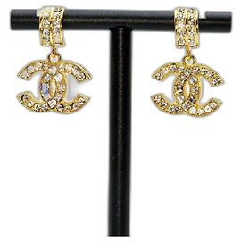 Orecchini pendenti CC vintage con strass di Chanel Gold hardware