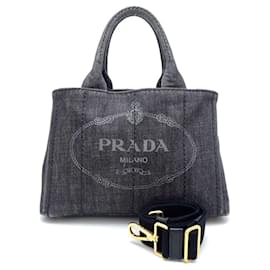 Prada-Prada Canapa Tote Handbag-Black