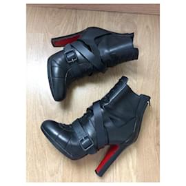 Autre Marque-Black heeled ankle boots with belt strap Christian Louboutin-Other
