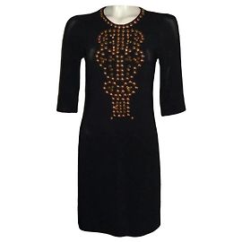 Givenchy Black Viscose Dress with Gold Studs Black