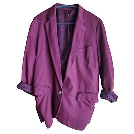 Acne Burgundy Cotton Blazer Dark red
