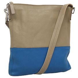 Céline Borsa a spalla CELINE in pelle beige oro blu Auth bs22533 Blu Beige D'oro