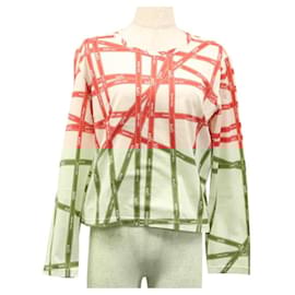 Hermès-HERMES TShirt Shirt Cotton White Red Auth am7742-White,Red