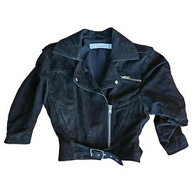 Veste Biker Iro en Daim Noir Noir