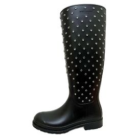 Saint Laurent Crystal studded rubber boots Black