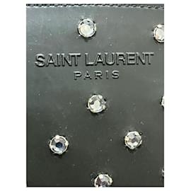 Saint Laurent-Crystal studded rubber boots-Black