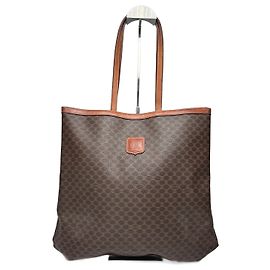Céline Borsa Shopper Monogram in Pelle Vintage Celine Paris Grande Marrone Marrone