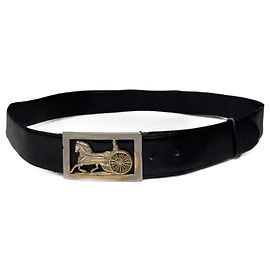 Céline Vintage Celine Paris Triomphe Leather Belt Black