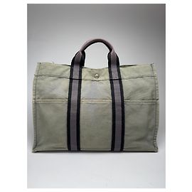 Hermès Bolso de lona vintage Hermes Paris gris Gris