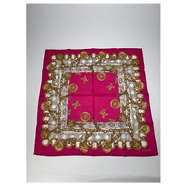 Céline Vintage Celine Paris Silk Scarf Red Red