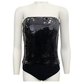 Alexandre Vauthier Black Strapless Sequin Bustier Bodysuit Black