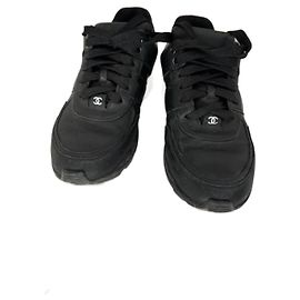 Chanel Black Leather Sneakers Black