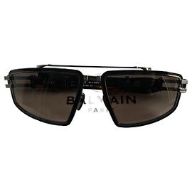 Balmain Sunglasses Acetate and Titanium Black Black Light brown Dark brown