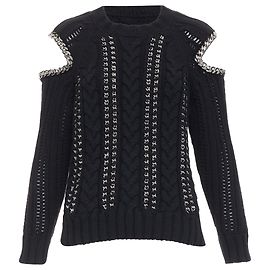 Alexander McQueen Kaschmir-Kette kaltes Schulterpullover Schwarz