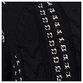 Alexander Mcqueen-Alexander McQueen cashmere silver chain cold shoulder sweater-Black