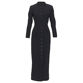 Dolce & Gabbana-Dolce & Gabbana Vintage black virgin wool blend button down long dress-Black