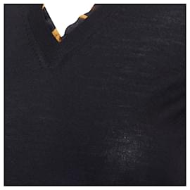 Yves Saint Laurent-Yves Saint Laurent black wool silk trim sweater vest-Black