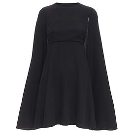 Valentino Garavani Robe mini en soie noire Valentino avec cape Noir