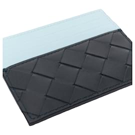 Bottega Veneta-Bottega Veneta inkwell pale blue intrecciato card wallet-Black