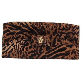 Bolsa Clutch Oversized Leopardo Alexander Mcqueen em Pelo de Pônei Marrom Outro
