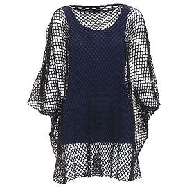 Maison Martin Margiela Canotta nera in rete a strati di Maison Margiela Blu Blu navy