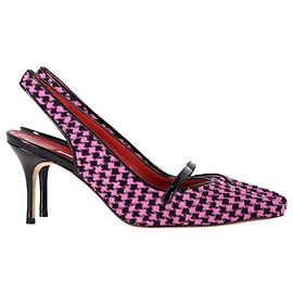 Pompes Slingback Houndstooth Manolo Blahnik en tweed rose Rose