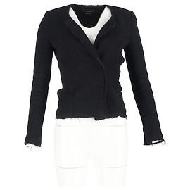 Blazer Laurie Herringbone di Isabel Marant in Tweed di Cotone Nero Nero