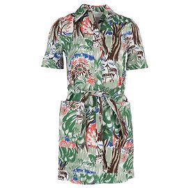 Victoria Victoria Beckham Printed Button Front Mini Dress in Multicolor Cotton Other