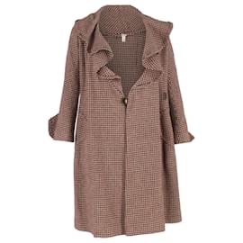 Sonia Rykiel-Sonia Rykiel Houndstooth Coat in Brown Wool-Brown,Red