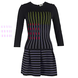 Fendi- Fendi Striped Mini Flared Dress in Multicolor Wool-Multiple colors