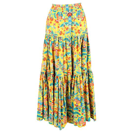 Autre Marque- La Double J Printed Tiered Maxi Skirt in Multicolor Cotton-Multiple colors