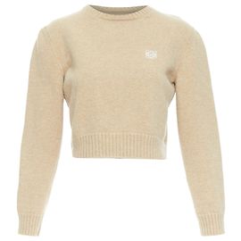 Suéter cropped de lã camel Loewe Marrom Bege