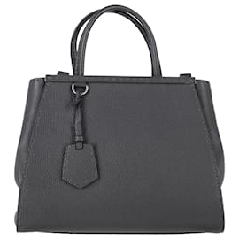 Fendi-Fendi Medium 2Jours Tote Bag in Grey Leather -Black