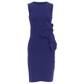 Dunkelblaues Crepe-Kleid mit Drapierung und Applikation von Bottega Veneta Blau