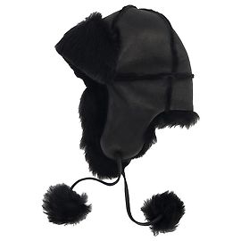 Paul Smith Trapper-Hut aus schwarzem Schafsleder Schwarz
