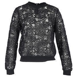 Suéter de renda floral Alexander McQueen em algodão preto Preto